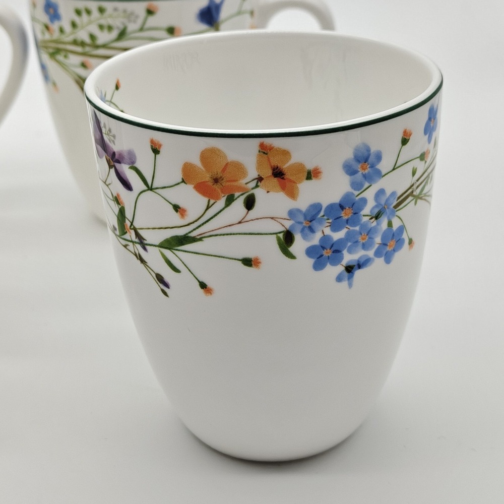 Mikasa Quinn Bone China 12 Oz. Coffee Mugs Floral Set of Four New - Picture 9 of 11